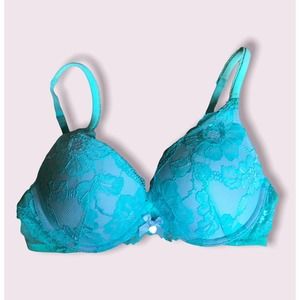 VICTORIA’S SECRET Body by Victoria Push Up TEAL Green Padded Underwire Bra, 34C